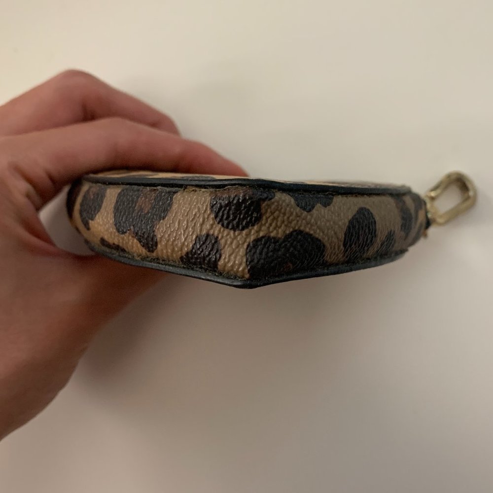 Tory Burch Heart Shaped Leopard Key Fob Coin Purse - Picture 6 of 7